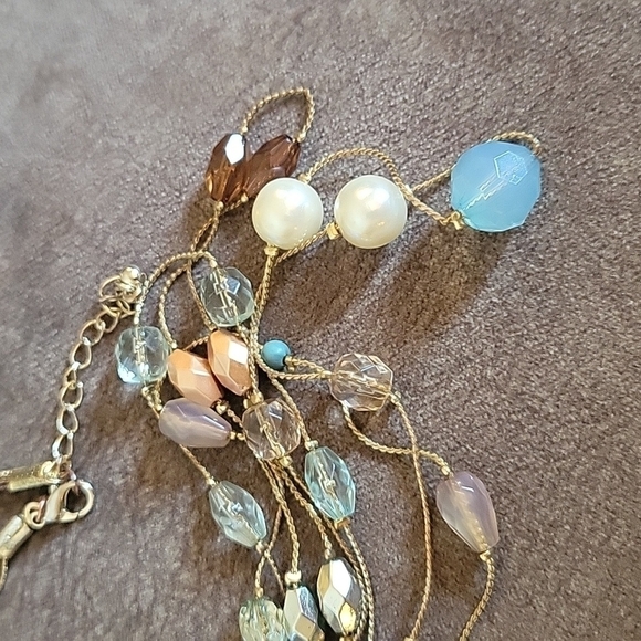 Twisted Chain Beaded Illusion Layered Station Torsade Necklace - Picture 3 of 9